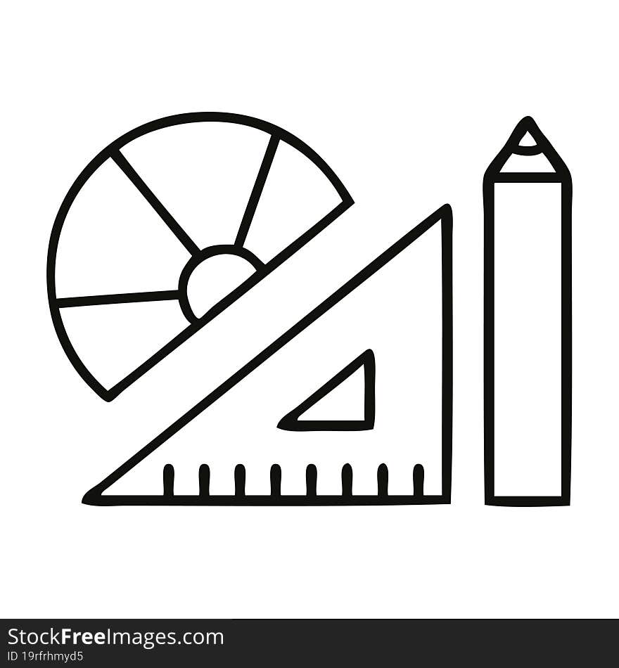 line drawing cartoon maths kit