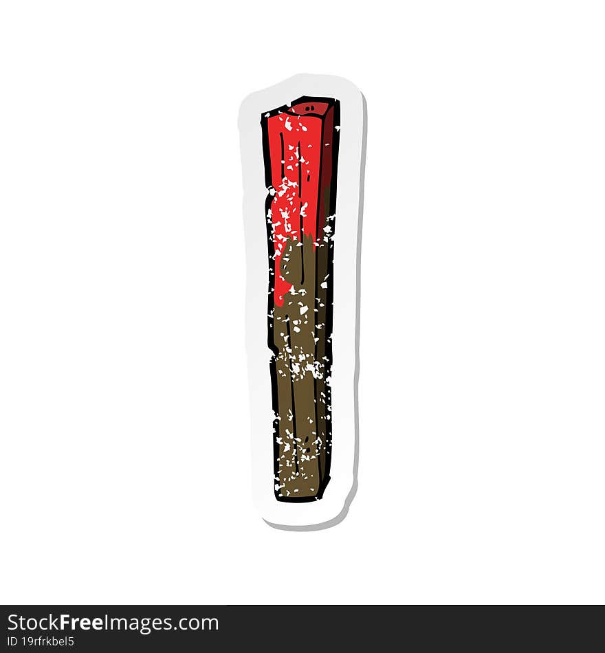 Retro Distressed Sticker Of A Cartoon Bloody Wooden Post