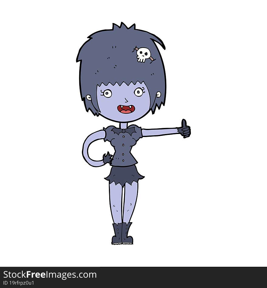 cartoon vampire girl giving thumbs up sign