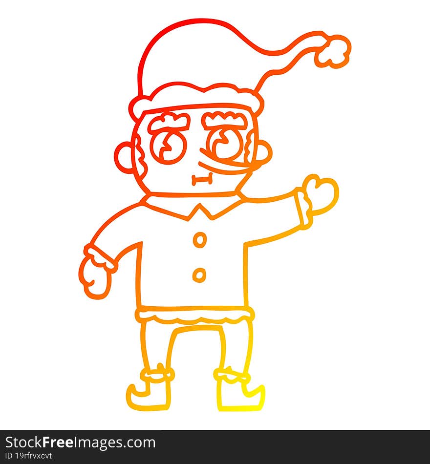 warm gradient line drawing cartoon christmas elf