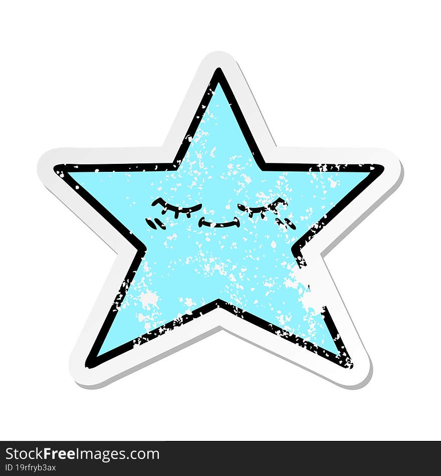 distressed sticker of a cute cartoon star fish