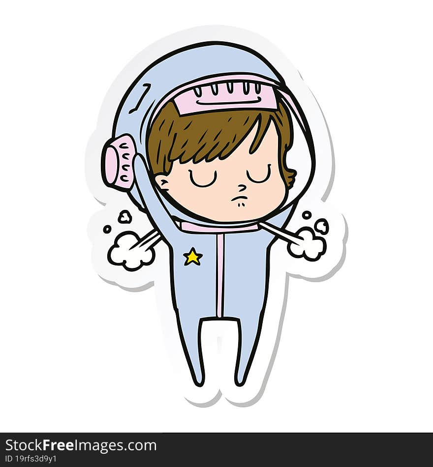 sticker of a cartoon astronaut woman