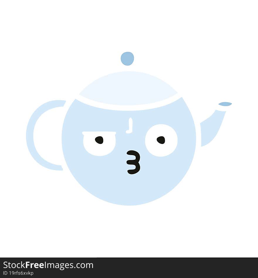 flat color retro cartoon tea pot