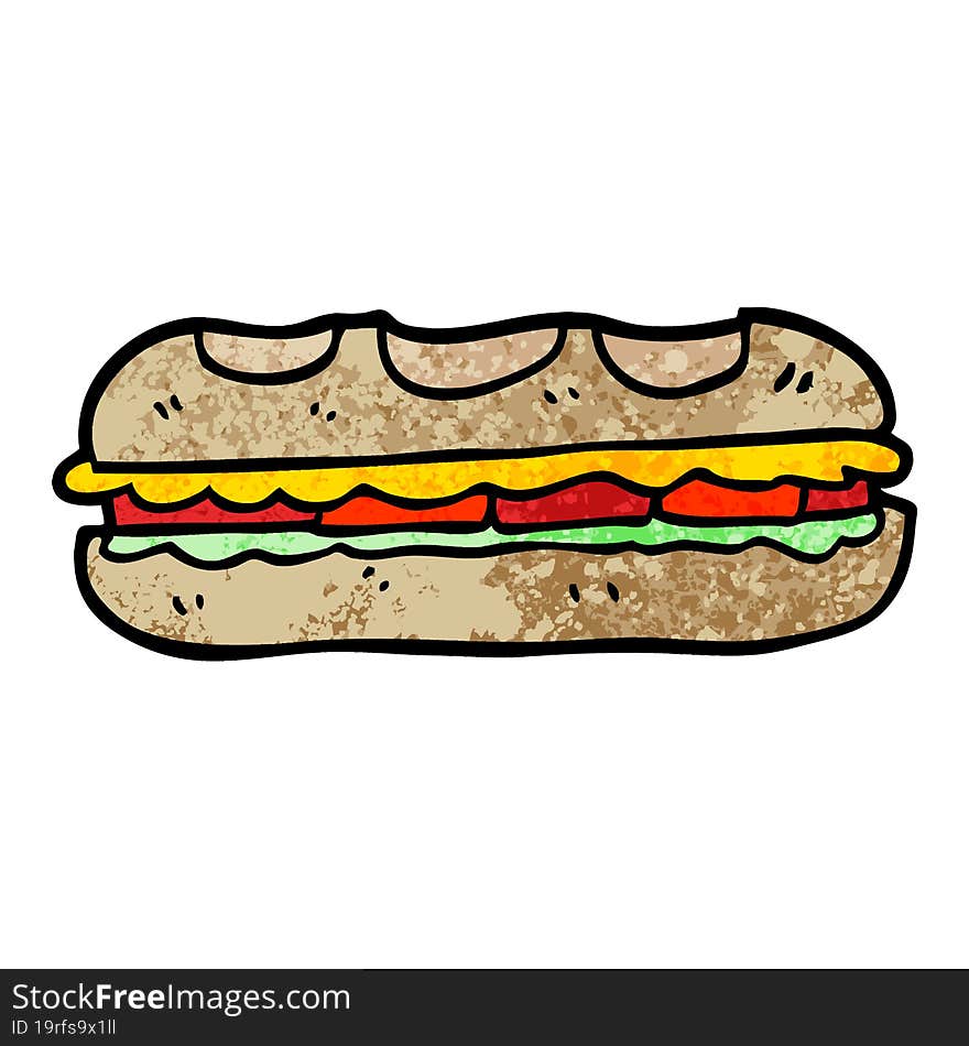 grunge textured illustration cartoon tasty sandwich