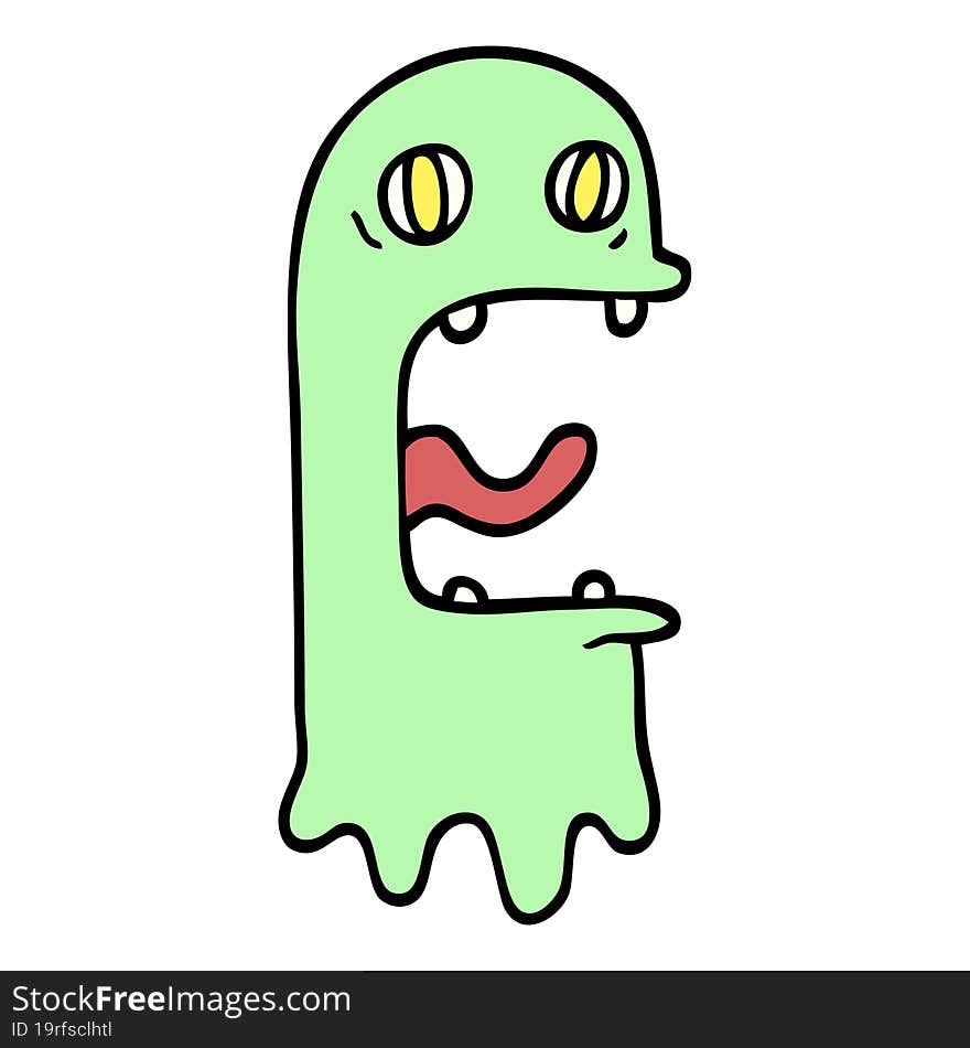 hand drawn doodle style cartoon spooky ghost