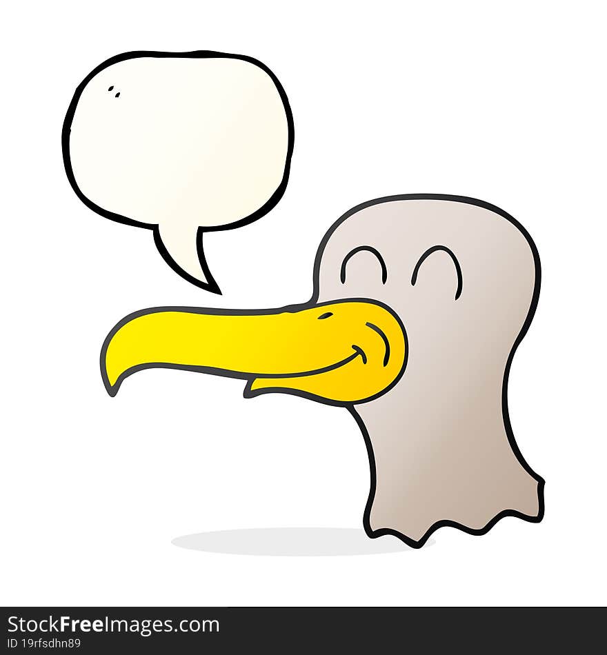 freehand drawn speech bubble cartoon seagull