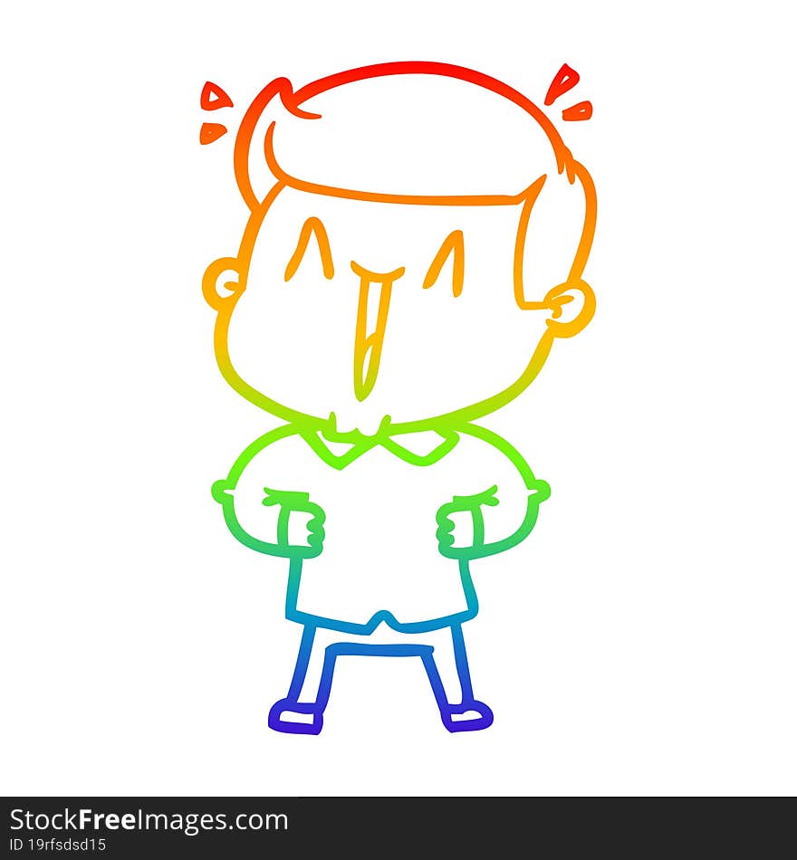 Rainbow Gradient Line Drawing Cartoon Excited Man