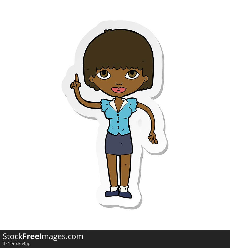 sticker of a cartoon woman with idea