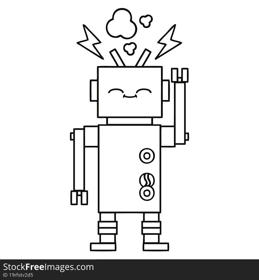 Line Drawing Cartoon Robot