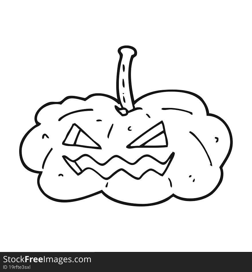 Black And White Cartoon Halloween Pumpkin