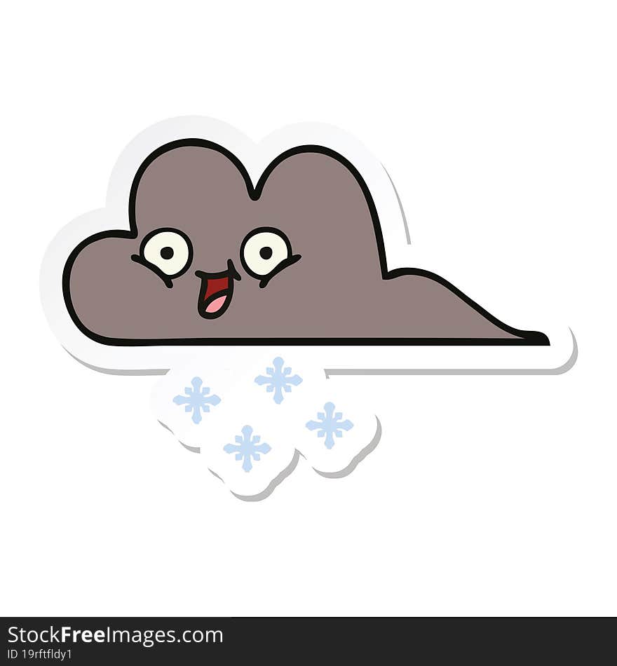 Sticker Of A Cute Cartoon Storm Snow Cloud