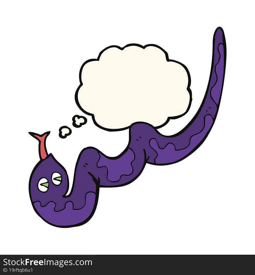 cartoon hissing snake with thought bubble