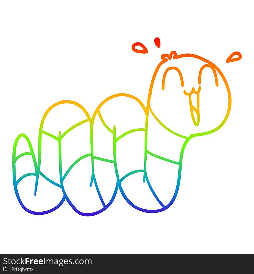 rainbow gradient line drawing of a cartoon nervous worm