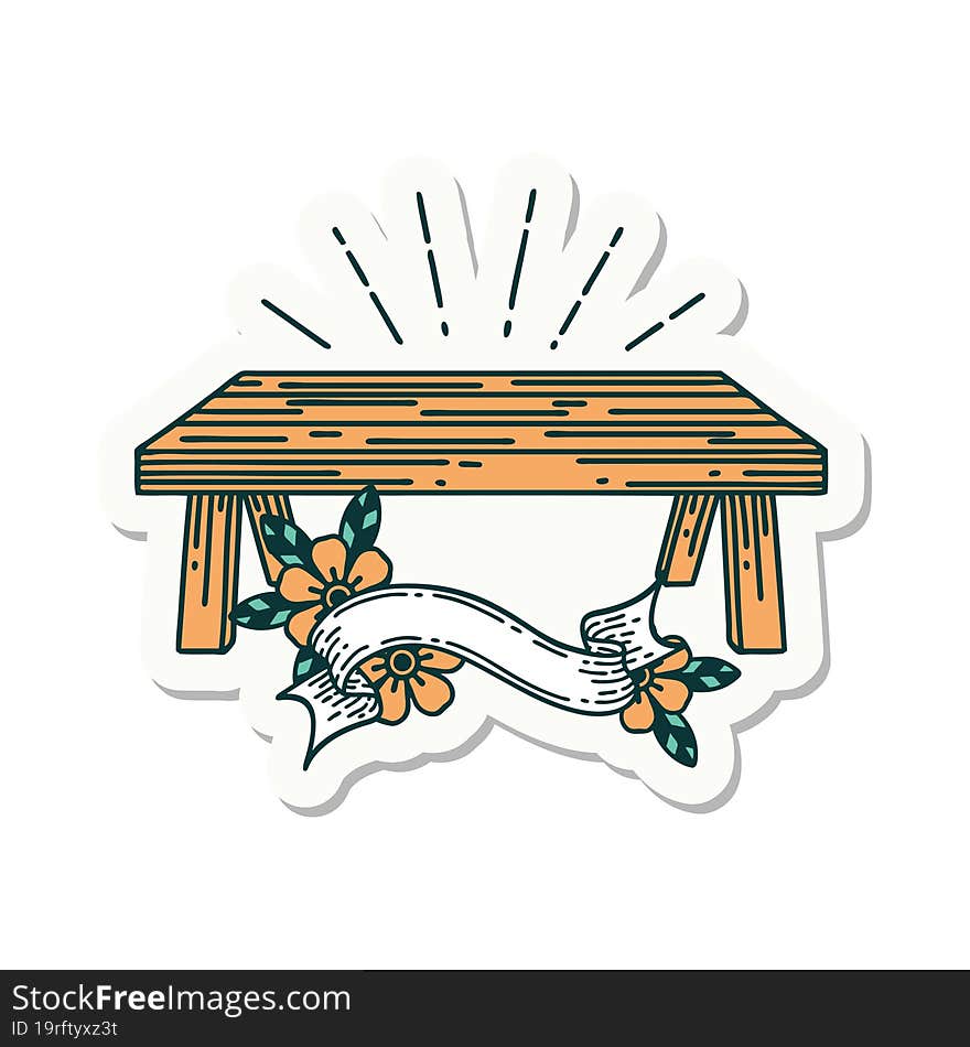 sticker of tattoo style wood table