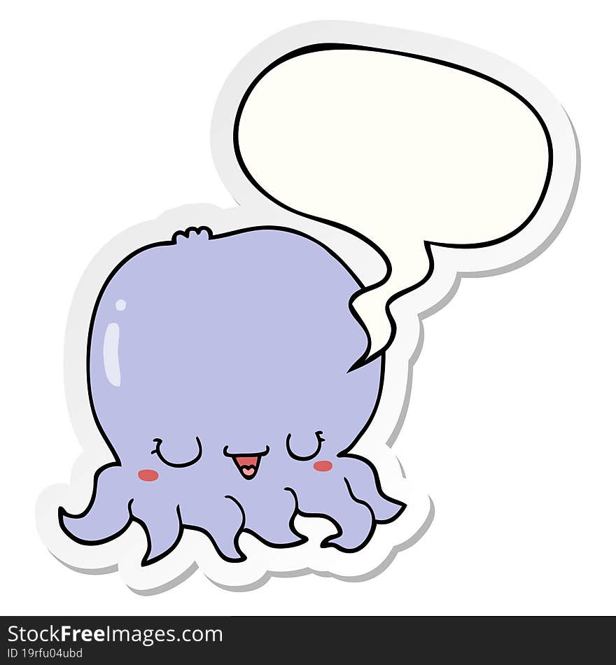 cartoon jellyfish and speech bubble sticker