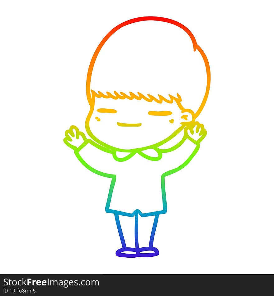 rainbow gradient line drawing cartoon smug boy