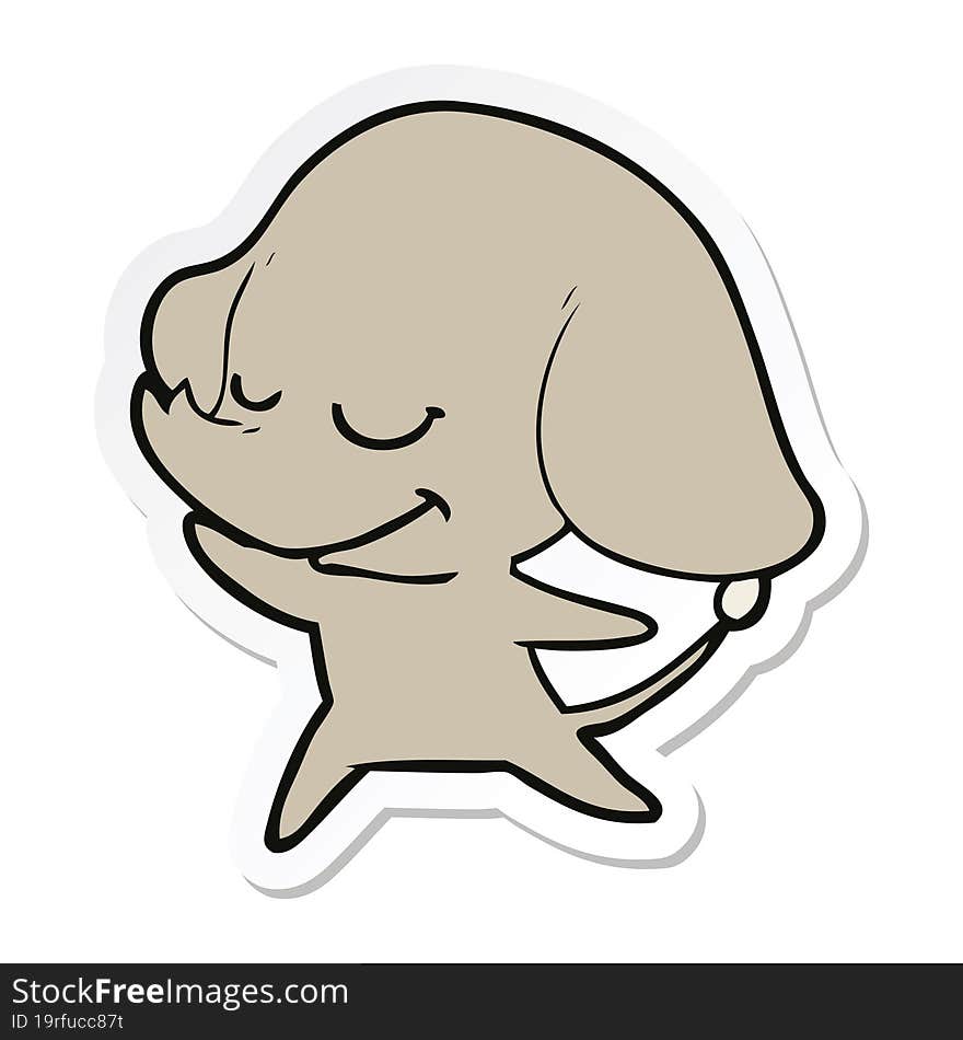 Sticker Of A Cartoon Smiling Elephant