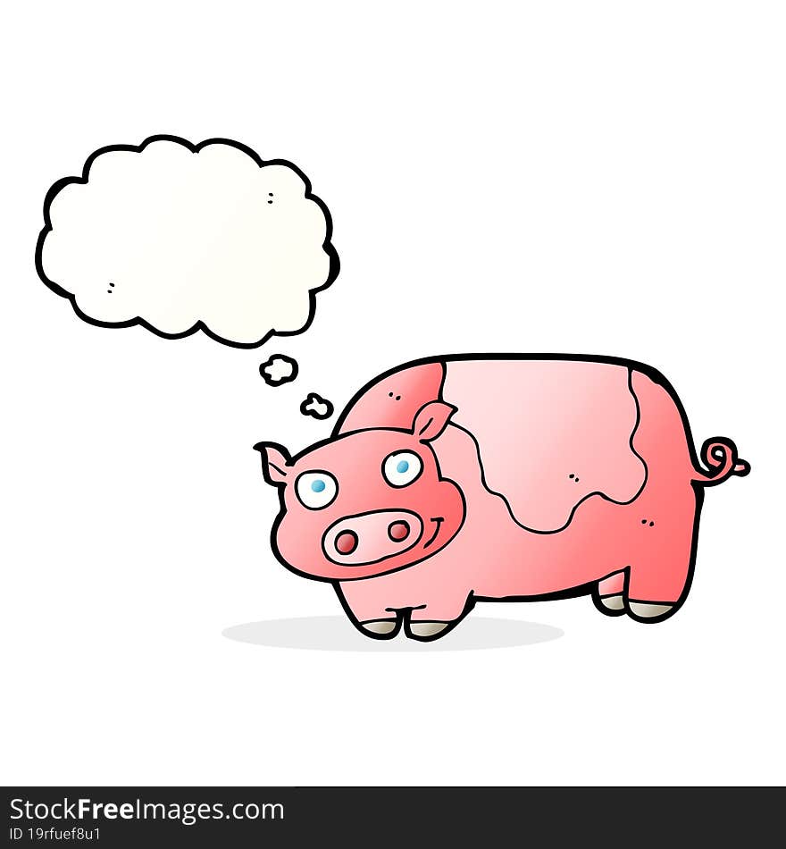 cartoon pig with thought bubble