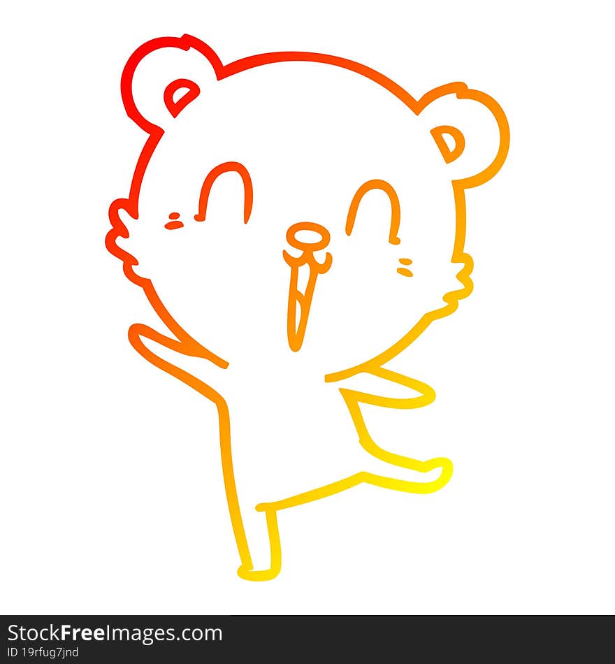 warm gradient line drawing happy cartoon polar bear dancing