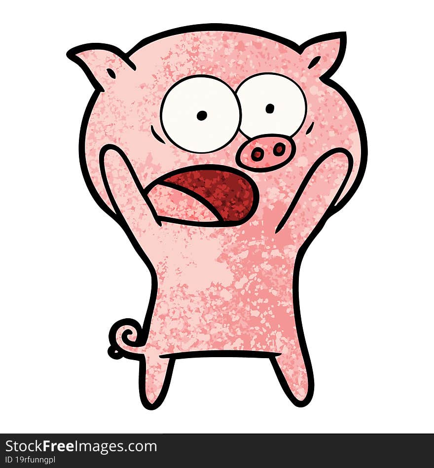 cartoon pig shouting. cartoon pig shouting