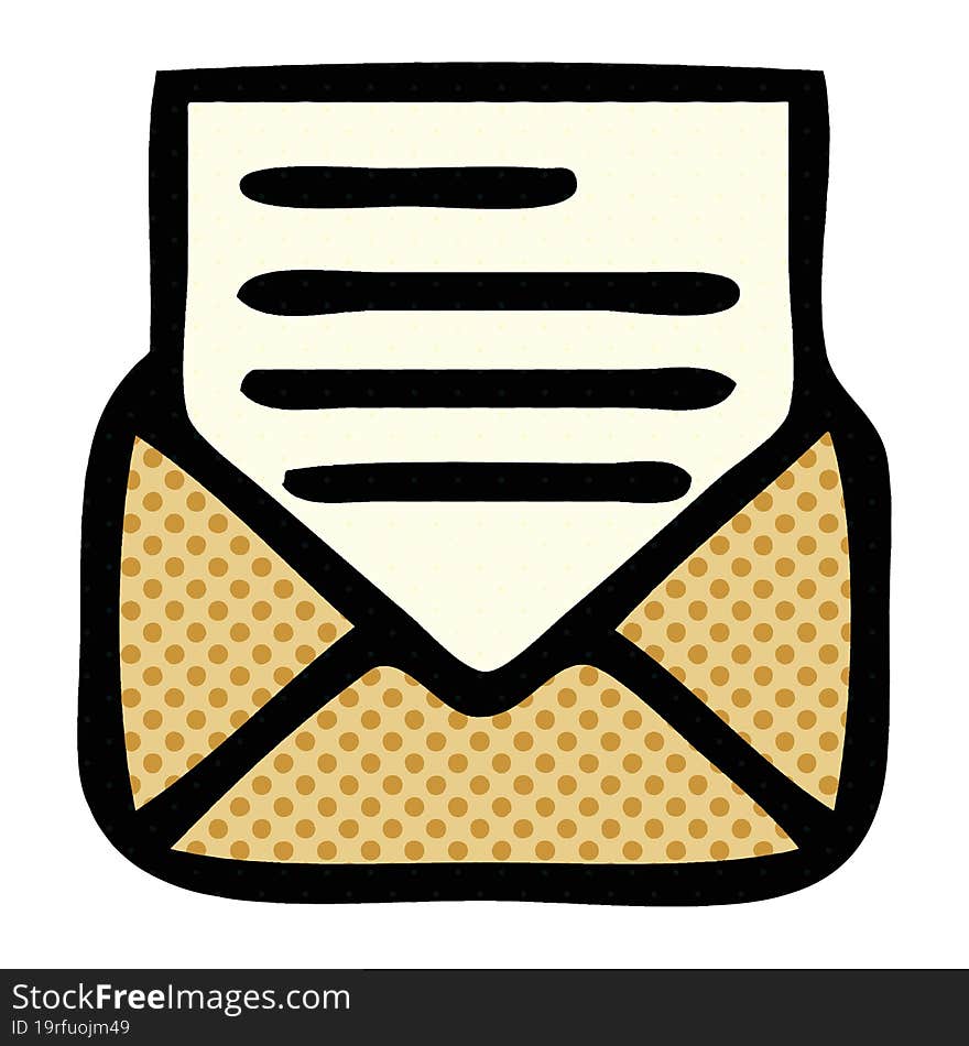 Comic Book Style Cartoon Letter And Envelope