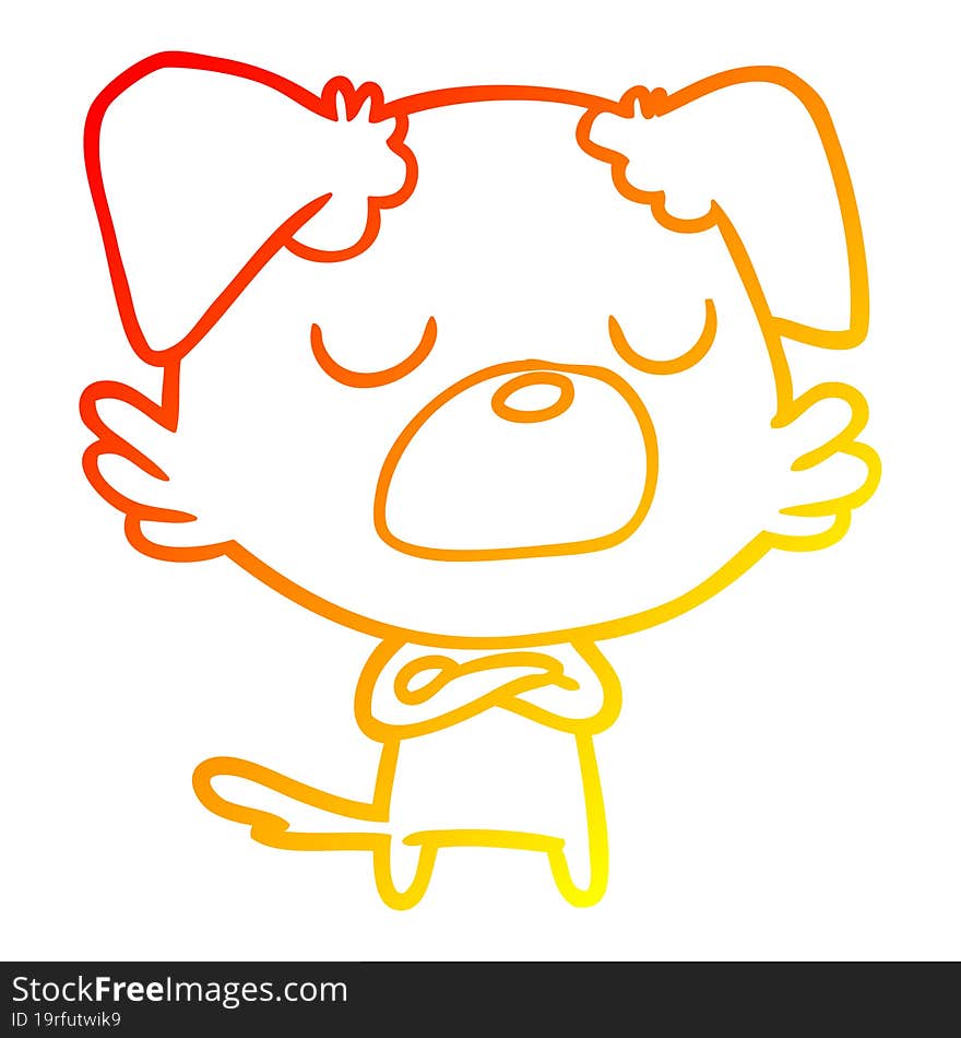 Warm Gradient Line Drawing Cartoon Dog