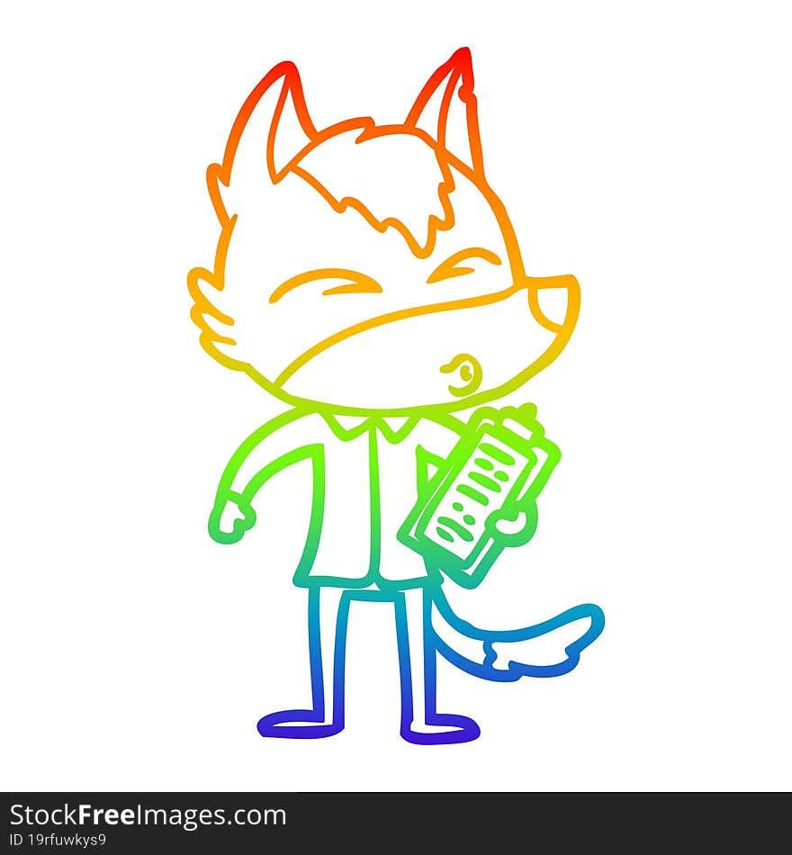 rainbow gradient line drawing cartoon office wolf whistling