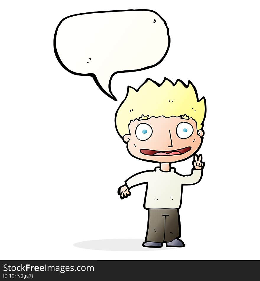 Cartoon Happy Boy With Speech Bubble