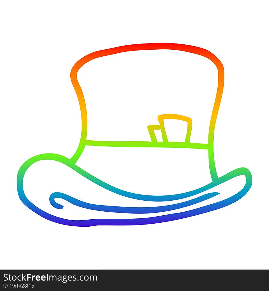 rainbow gradient line drawing cartoon top hat