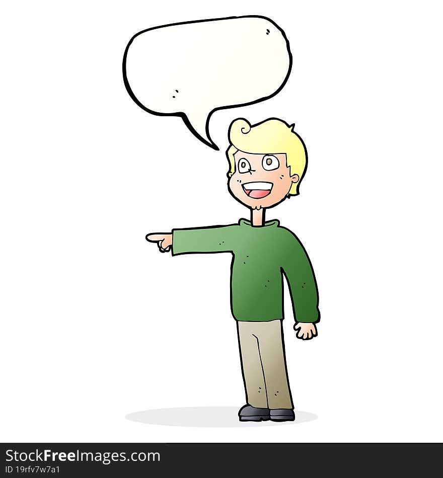 cartoon man pointing and laughing with speech bubble