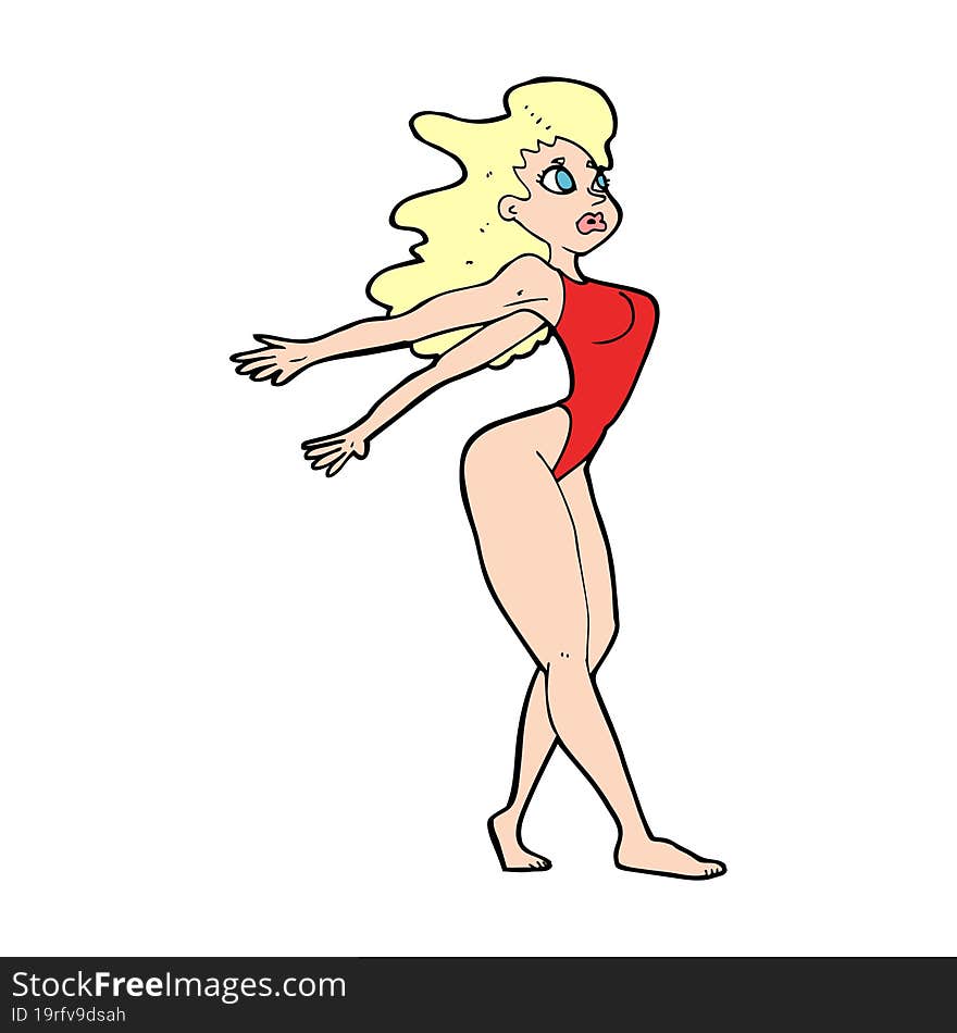 cartoon sexy woman in swimsuit