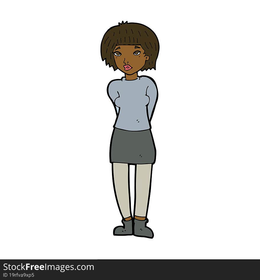 Cartoon Shy Woman