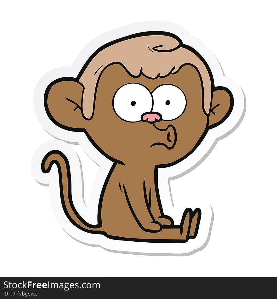 Sticker Of A Cartoon Hooting Monkey