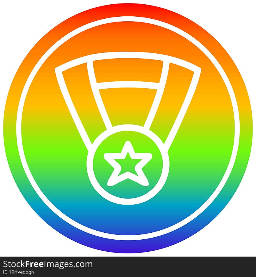 medal award circular in rainbow spectrum