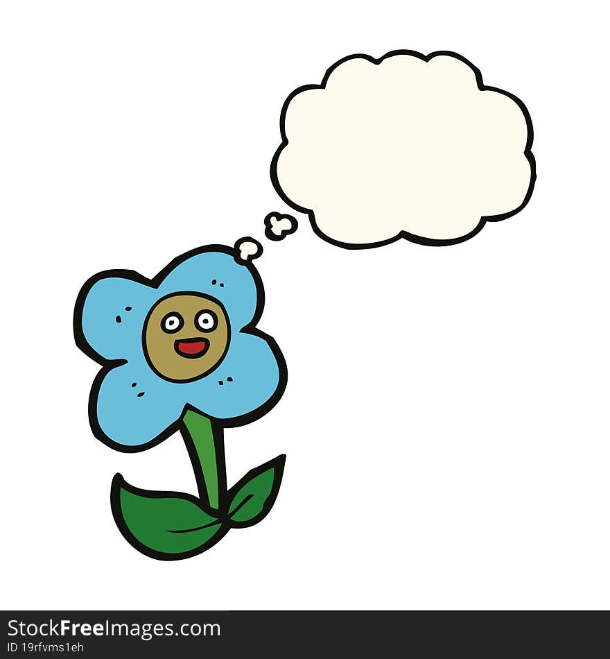 cartoon flower with face with thought bubble