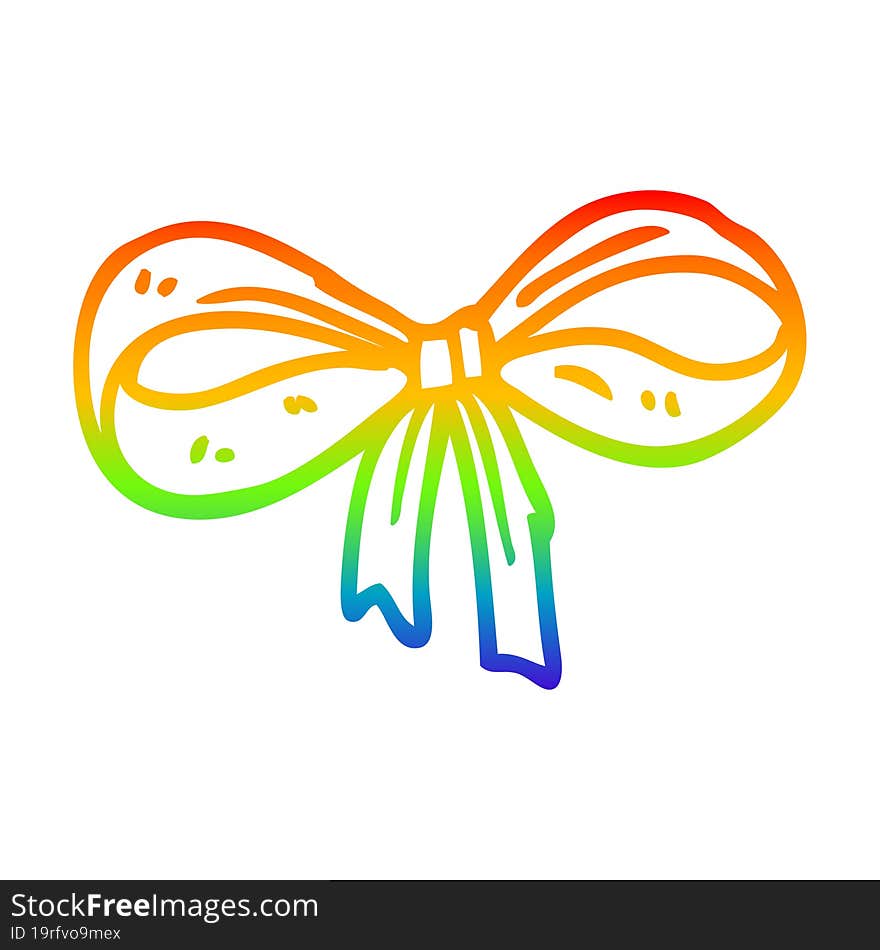 rainbow gradient line drawing cartoon tied bow