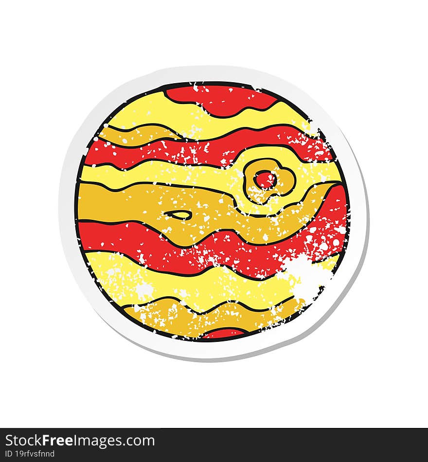 retro distressed sticker of a cartoon alien planet