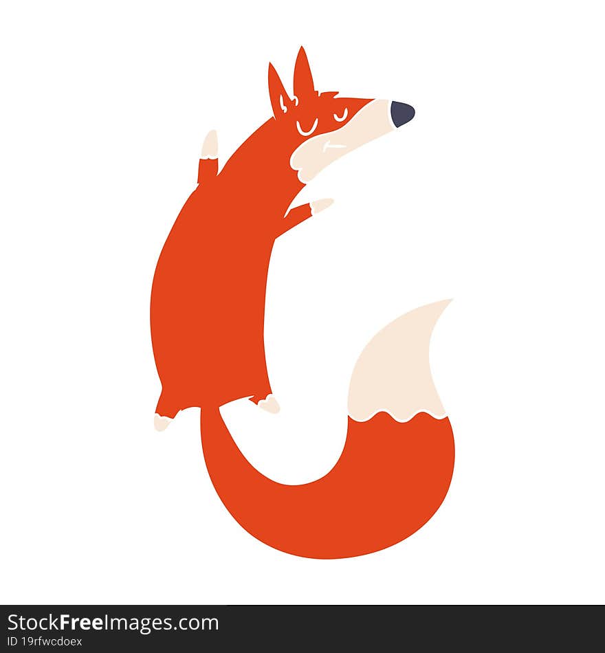 flat color style cartoon jumping fox