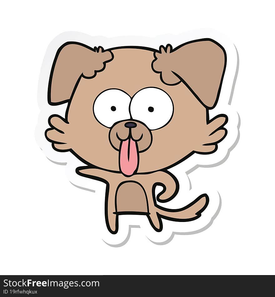 sticker of a cartoon dog with tongue sticking out