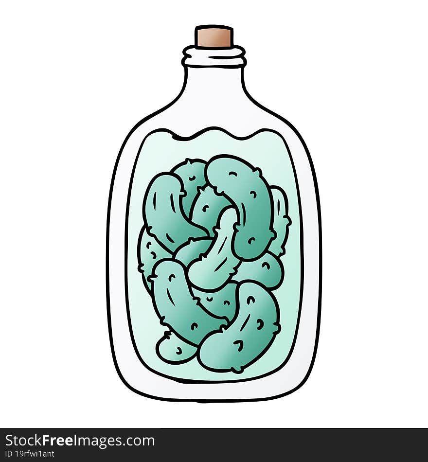 hand drawn gradient cartoon doodle jar of pickled gherkins