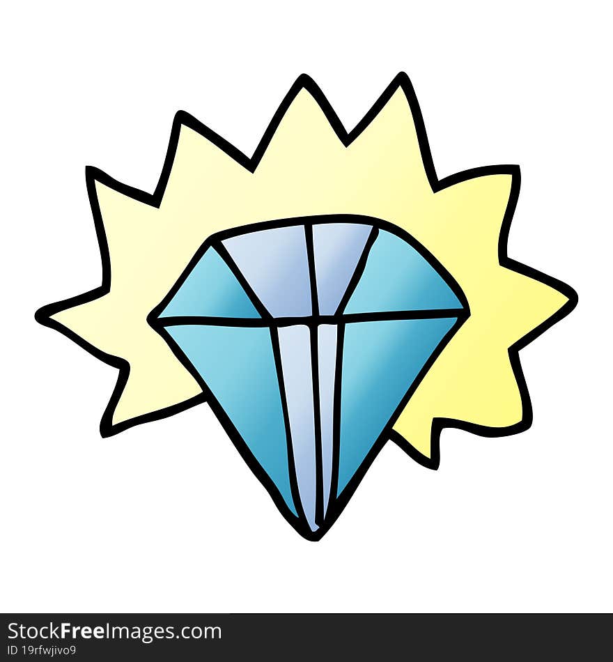 cartoon doodle shining diamond