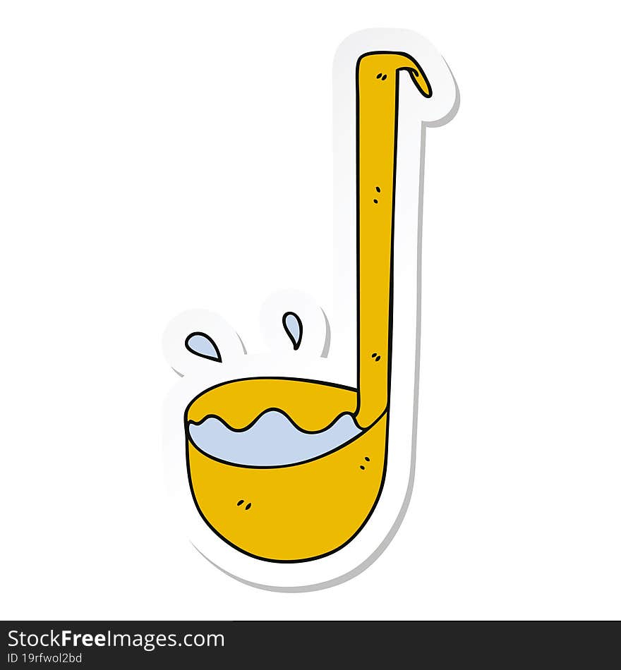 Sticker Of A Quirky Hand Drawn Cartoon Ladle