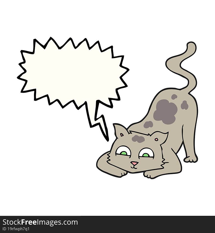 freehand drawn speech bubble cartoon cat