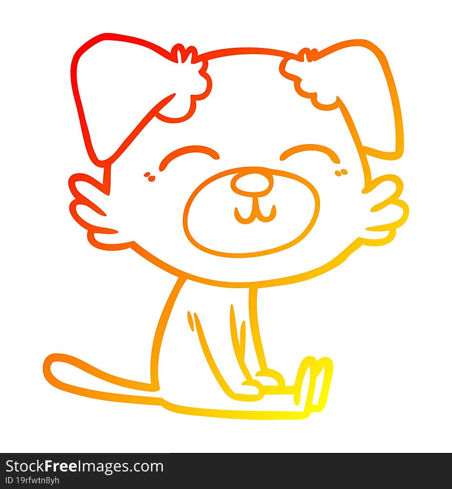 warm gradient line drawing of a cartoon dog