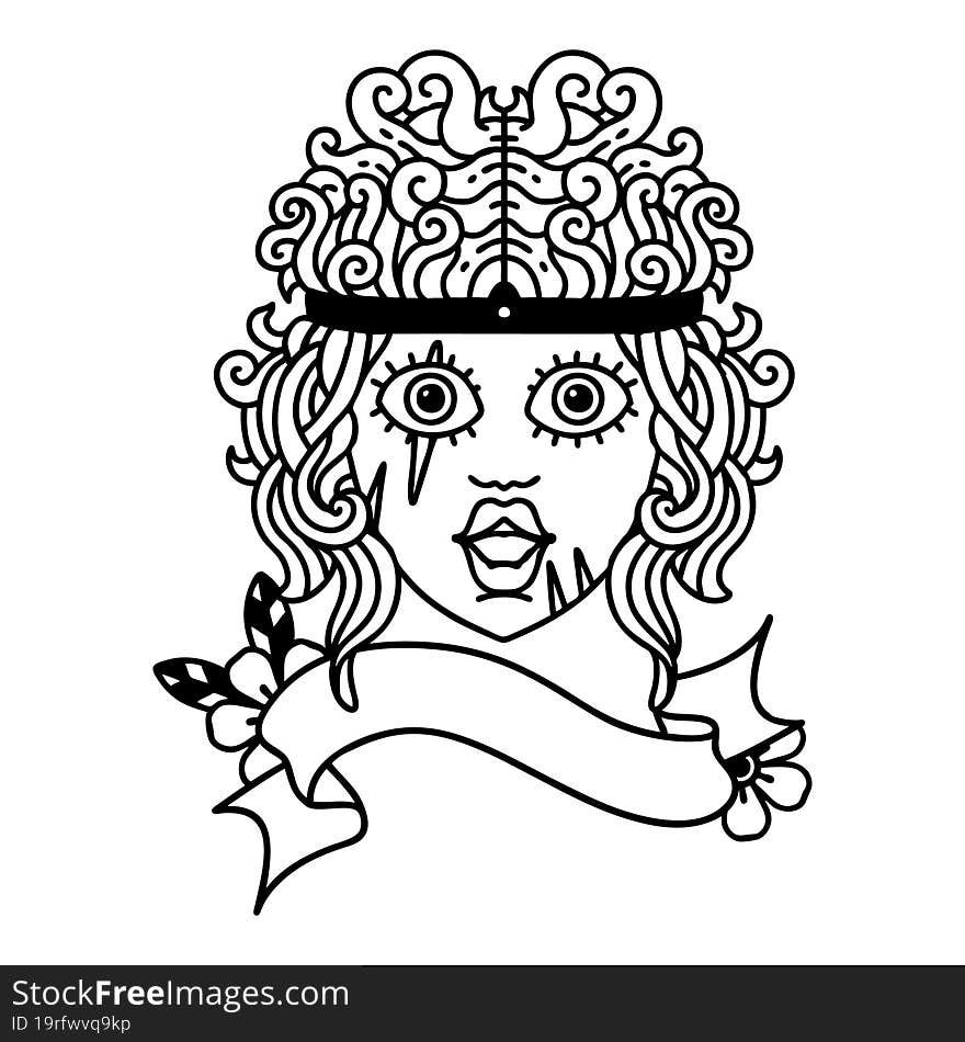 Black and White Tattoo linework Style human barbarian character. Black and White Tattoo linework Style human barbarian character