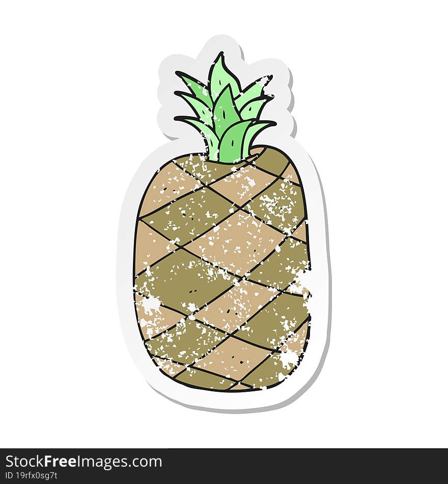 Retro Distressed Sticker Of A Cartoon Pineapple