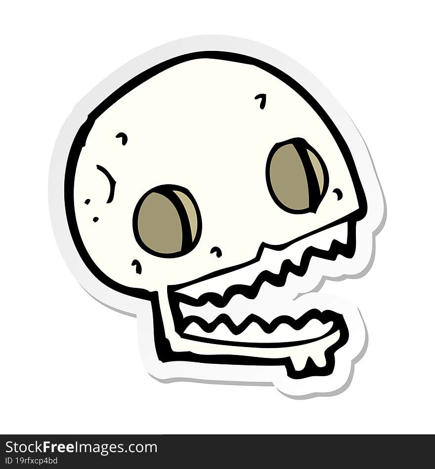 sticker of a cartoon spooky skull