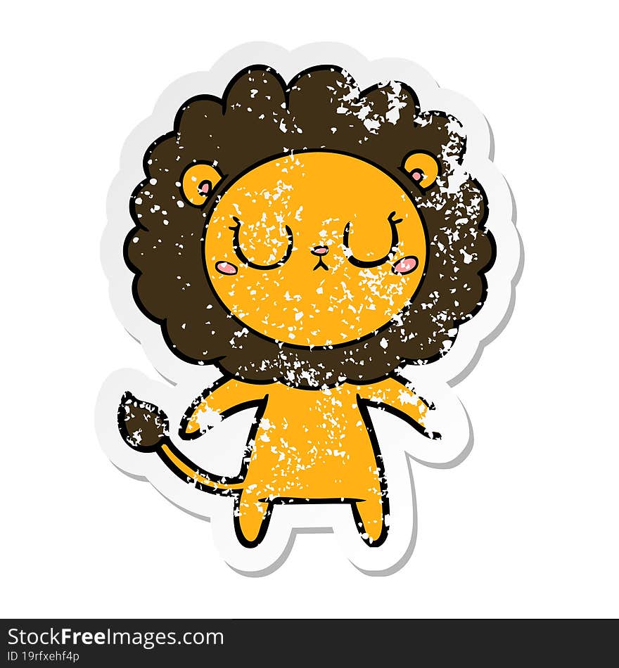 distressed sticker of a cartoon lion