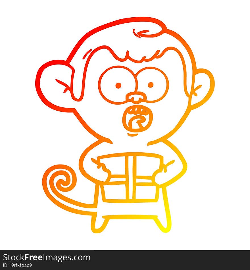 warm gradient line drawing cartoon shocked monkey