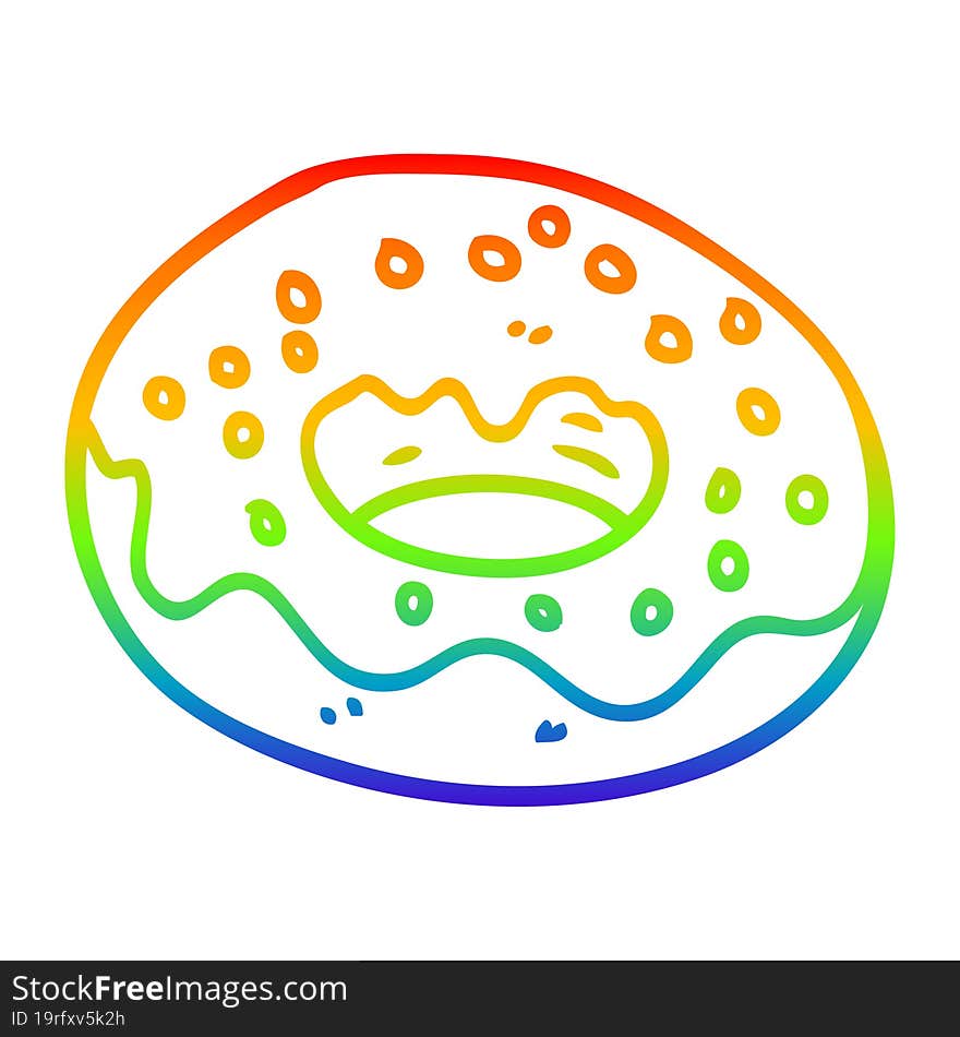 rainbow gradient line drawing cartoon chocolate donut